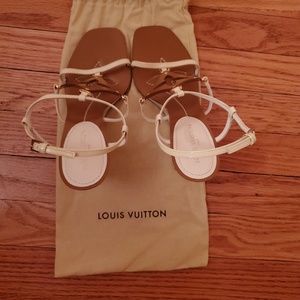 Louis Vuitton White Wedges, 38 (fits 7.5) like new